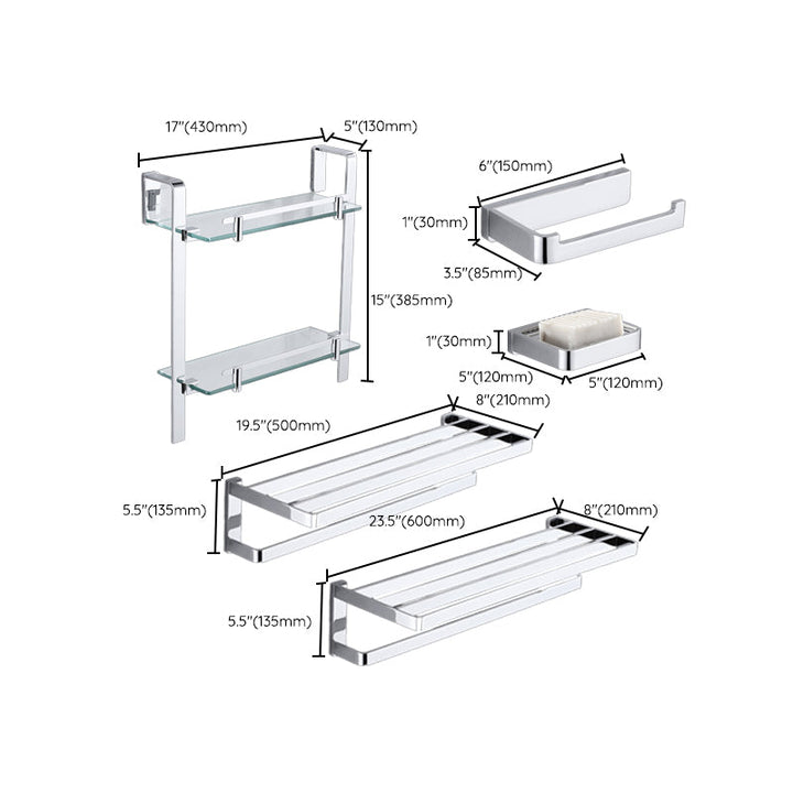 BowLift | Polished Chrome Bathroom Accessory Set Modern Brass Bathroom Accessory Kit