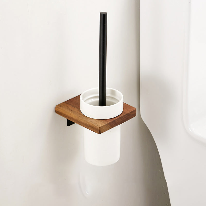 BowLift | Walnut Brown Bathroom Accessory Set Metal Folding Bath Hardware Set