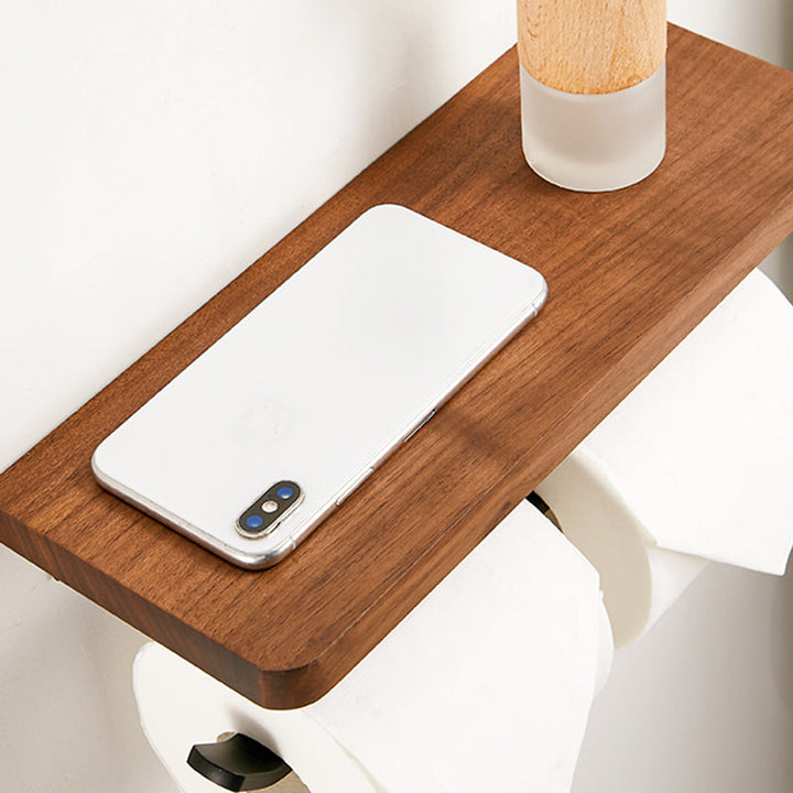 BowLift | Walnut Brown Bathroom Accessory Set Metal Folding Bath Hardware Set