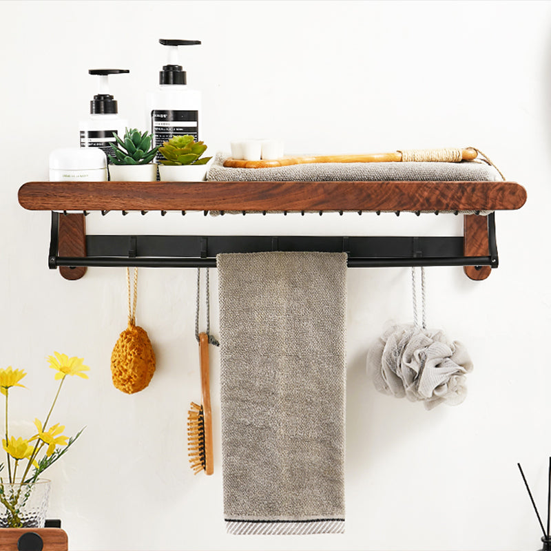 BowLift | Walnut Brown Bathroom Accessory Set Metal Folding Bath Hardware Set