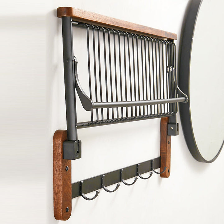 BowLift | Walnut Brown Bathroom Accessory Set Metal Folding Bath Hardware Set