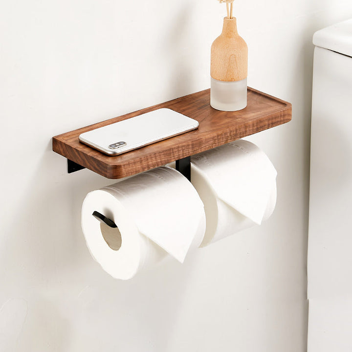 BowLift | Walnut Brown Bathroom Accessory Set Metal Folding Bath Hardware Set