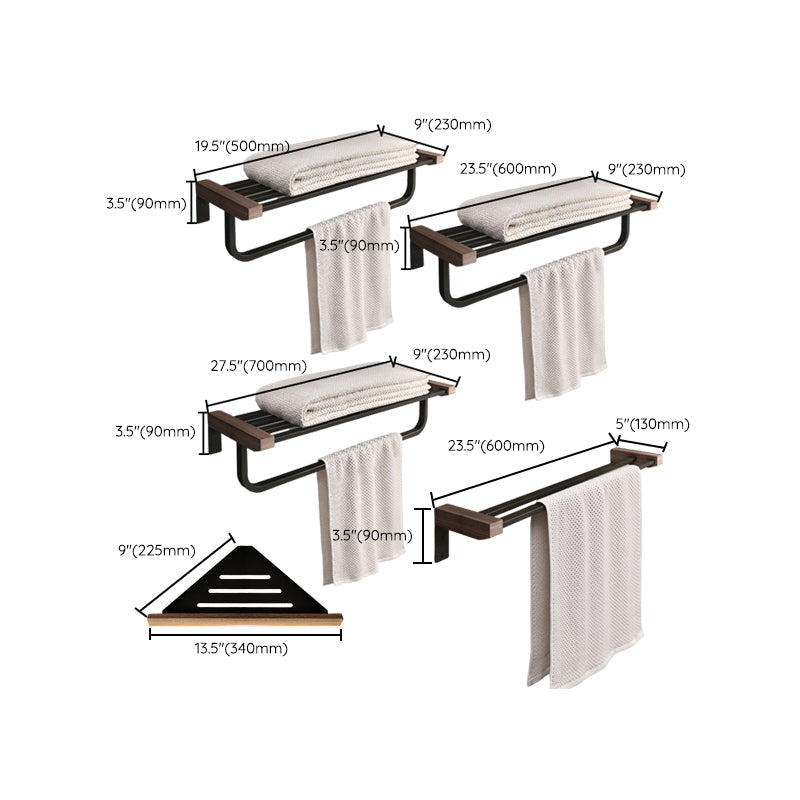 BowLift | 7-piece bathroom accessory set metal bath set with wood accents