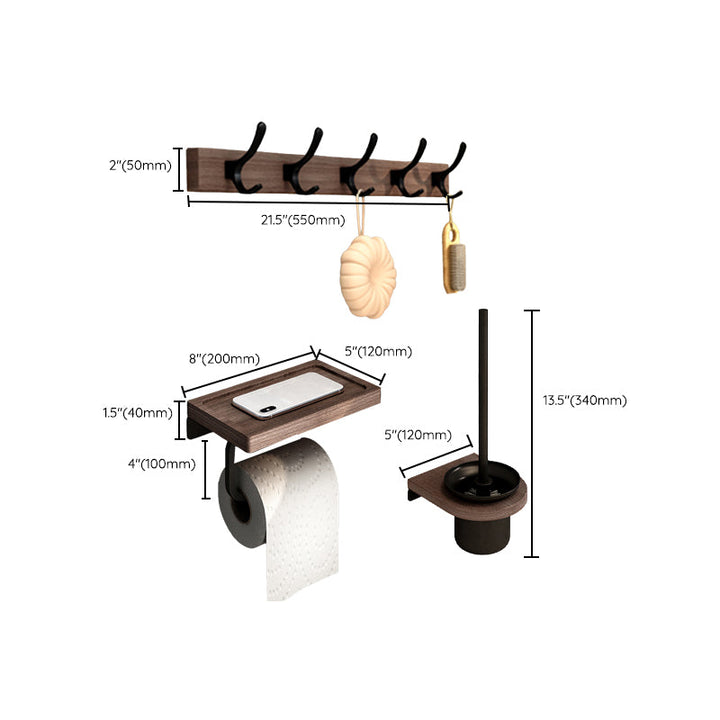 BowLift | 7-piece bathroom accessory set metal bath set with wood accents