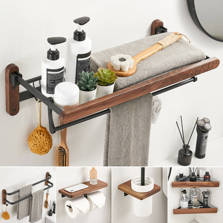 BowLift | Solid Wood Bathroom Accessories Set Foldable Metal Bathroom Accessories