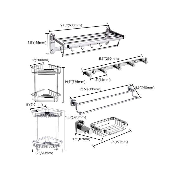 BowLift | Contemporary Bathroom Accessories Hardware Set in Silver Metal