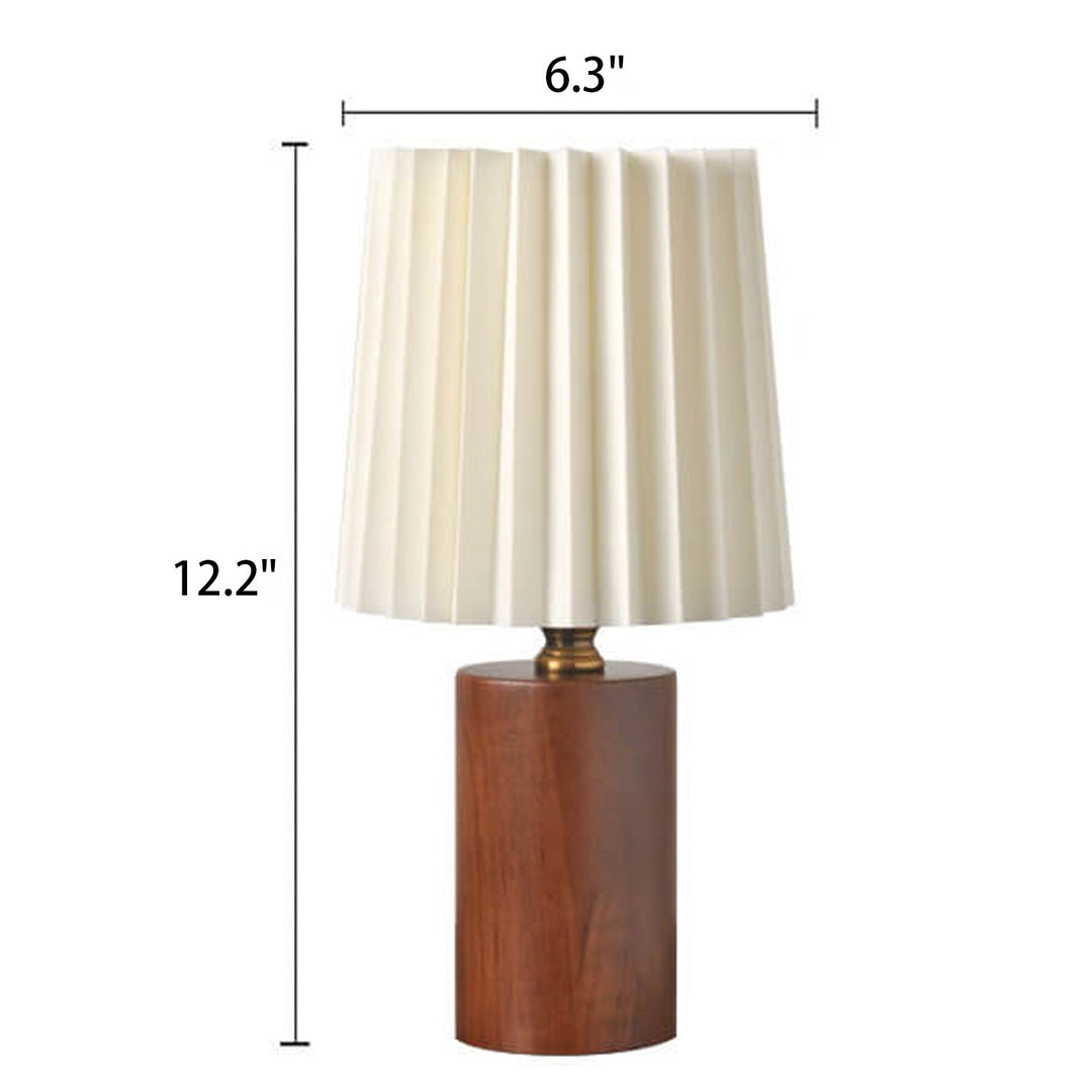BowLift | Vintage Korean Pleated Column Solid Wood Base 1-Light Table Lamp