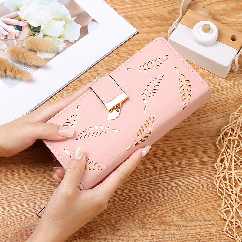 BowLift | Long wallet for women with leaf pattern