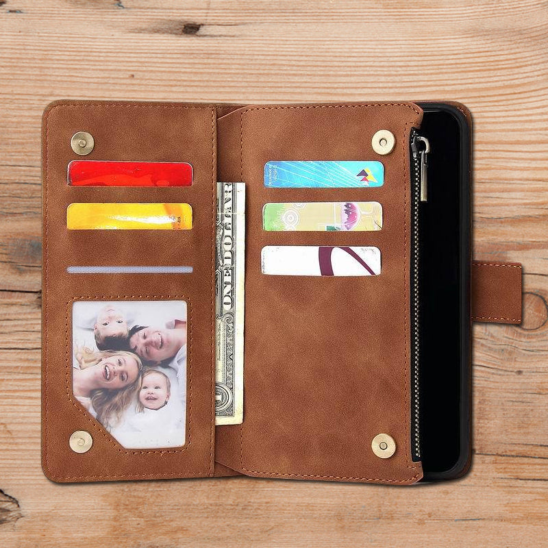 BowLift | Multi-card Zipper Pocket Leather Case for iPhone