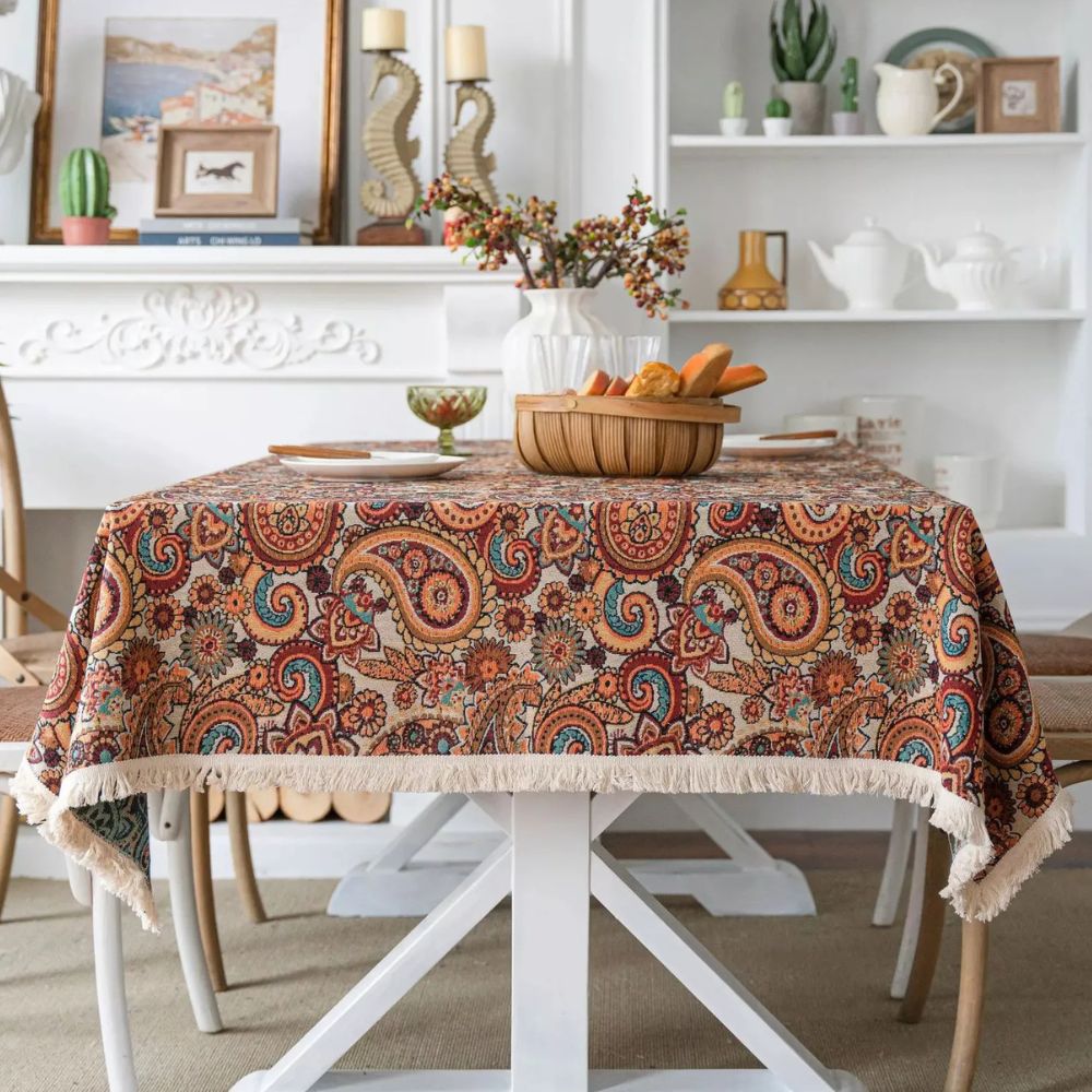 BowLift | Amber Paisley Tassel Tablecloth