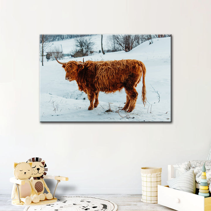 Curly Haired Cow - Canvas Wall Art Painting | Bowlift