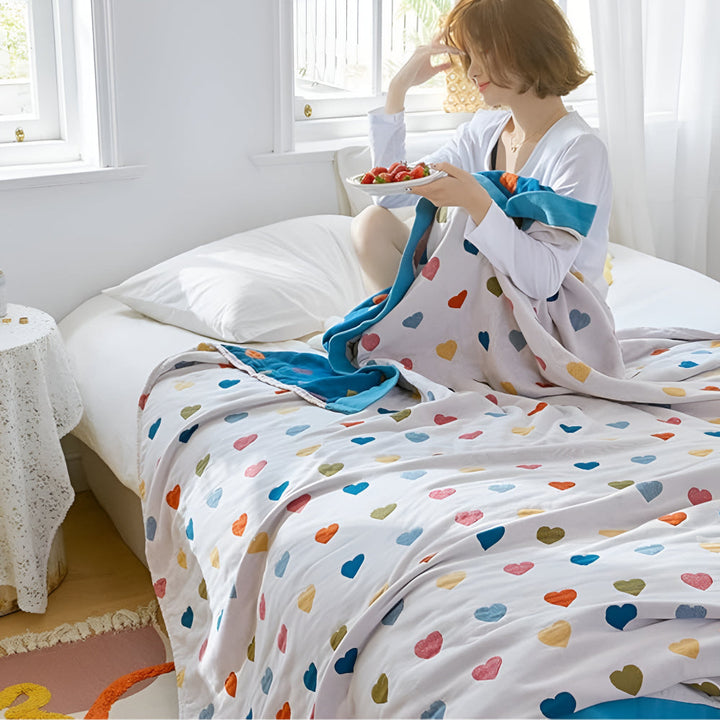 BowLift | Whimsical Hearts Reversible Cotton Blanket