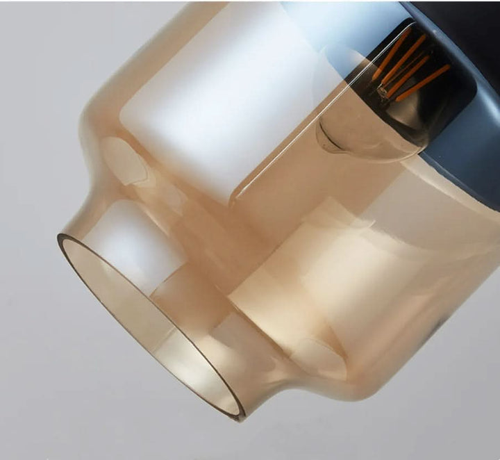 BowLift | Hand-Blown Glass & Wood Pendant Light Adjustable