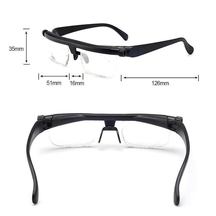 Focusing Reading Glasses Unisex | Adjustable Zoom Lens | Black