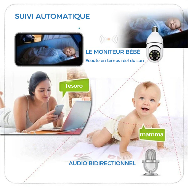 Wireless security camera without cables with light bulb | Bowlift