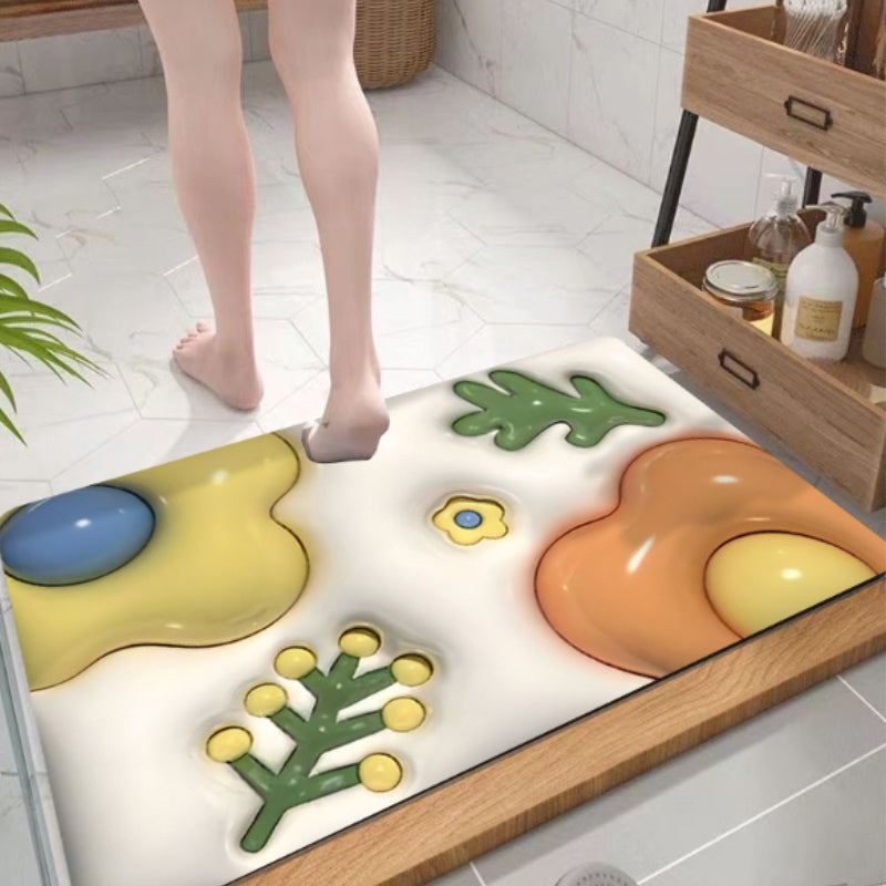 BowLift | 3D flower soft diatom mud absorbent floor mat