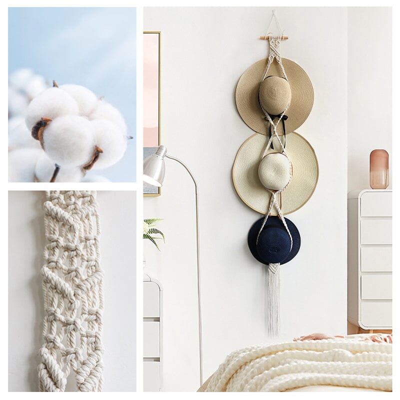 BowLift | Handmade Linen Decorative Boho Hat Rack For Wall Hanging
