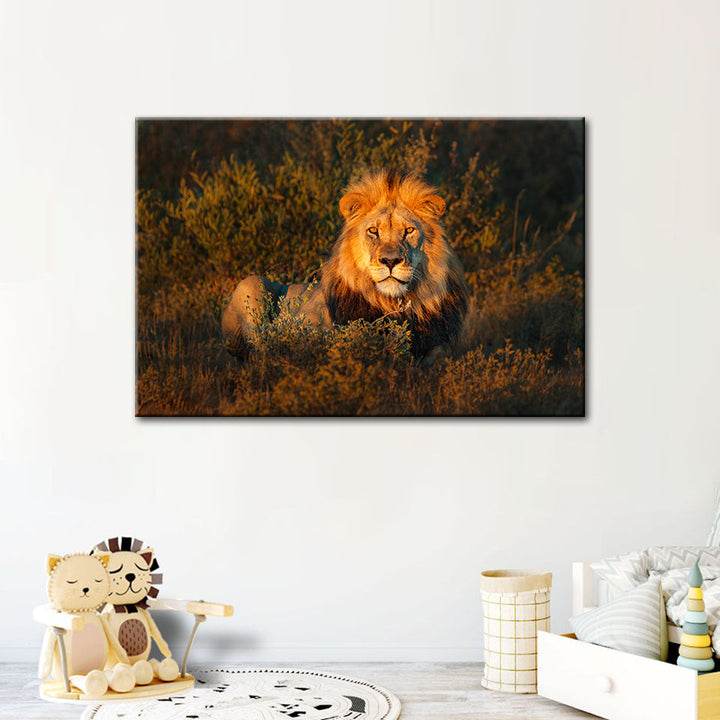 Divine Sunset Lion - Canvas Wall Art Painting | Bowlift