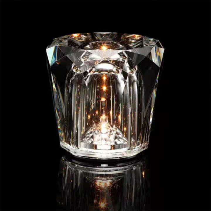 Wireless Rechargeable Crystal Table Lamp with Reflective Light Effect