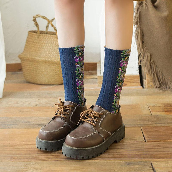 BowLift | Vintage Floral Style Cotton Crew Socks