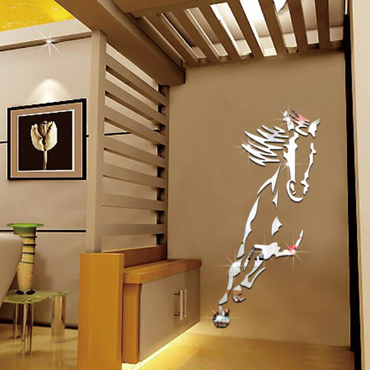 BowLift | Galloping Horse Wall Decoration, 3D Acrylic Modern Mirror Horse Wall Sticker