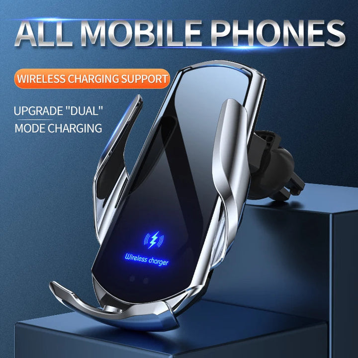 BowLift | 2-in-1 Wireless Car Charger & Phone Holder Automatic Clamping - Fast Charging Secure Universal Compatibility Adjustable & Practical