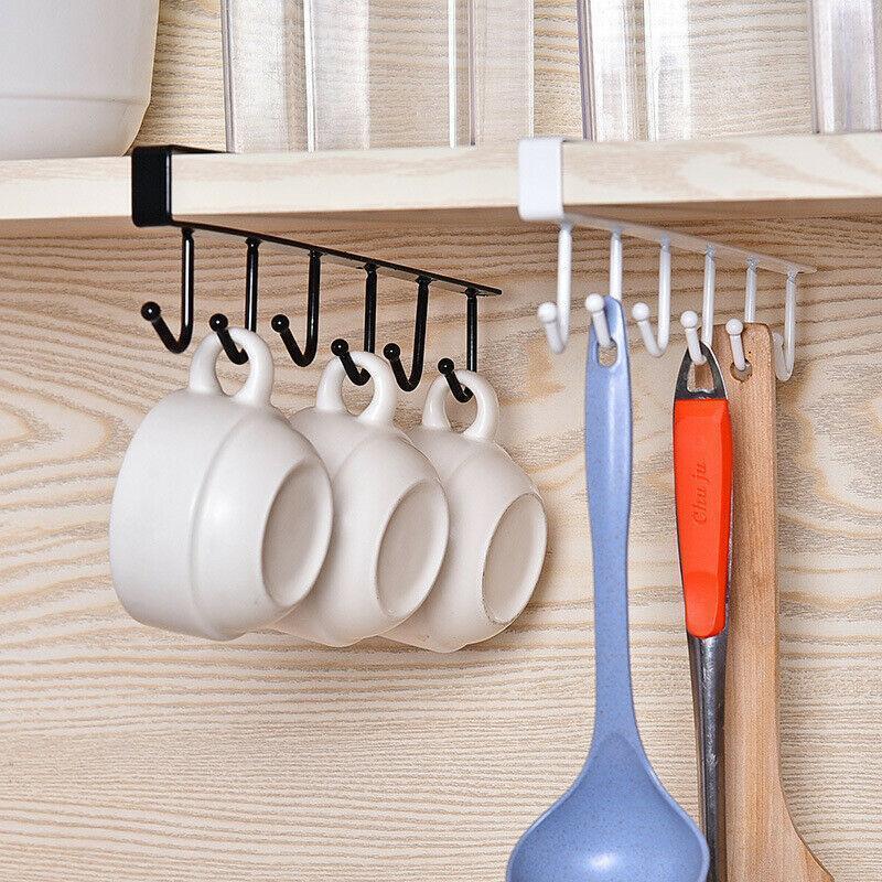 BowLift | 6 Hook Under-Cabinet Hanging Shelf