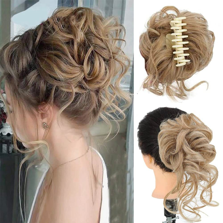 Curly Bun Hair Claw Clips Synthetic Fiber Hair Accessory
