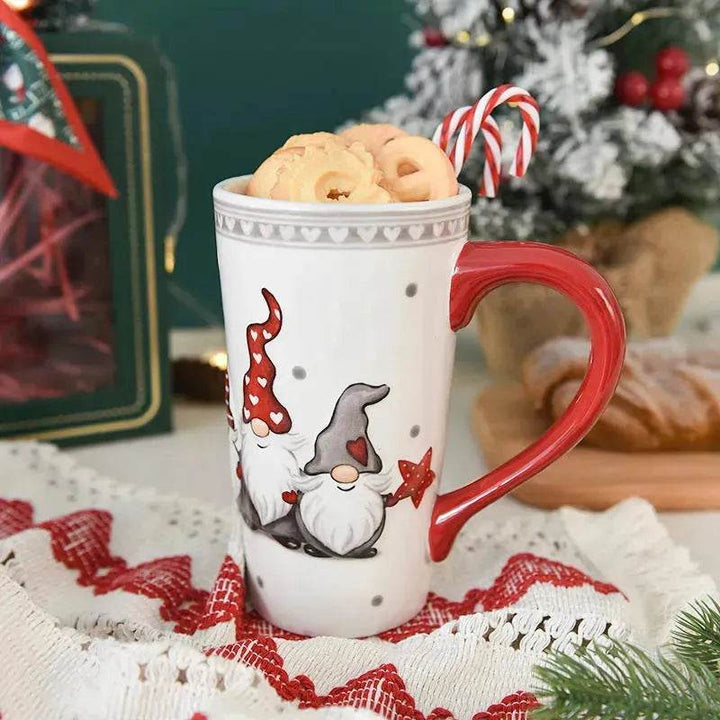 BowLift | Christmas Large Capacity Nordic Christmas Tall Hat Ceramic Relief Mug Cup