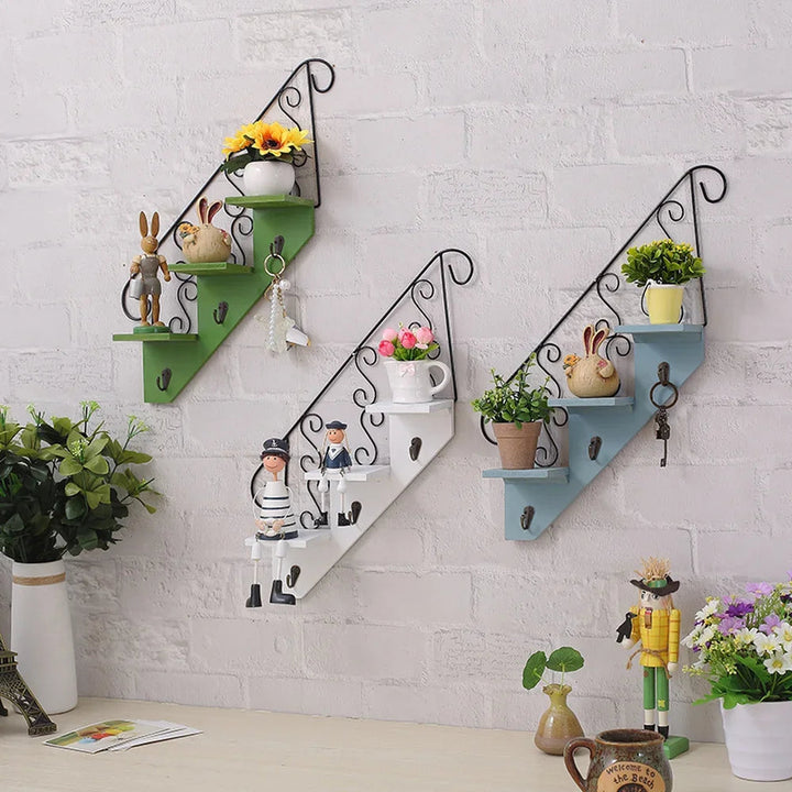 BowLift | Scandinavian Wind Iron Hanging Hook Shelf with Flower Pot Holders