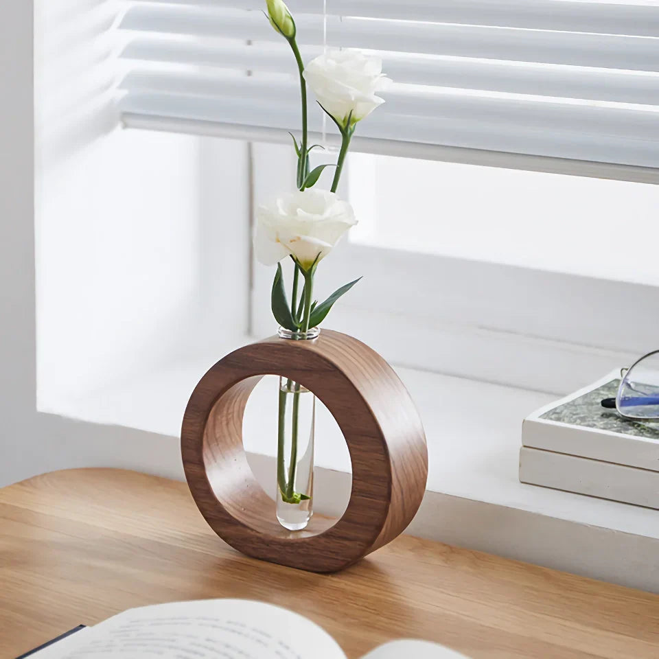 BowLift | Solid Wood Mini Glass Vase for Living Room Decoration