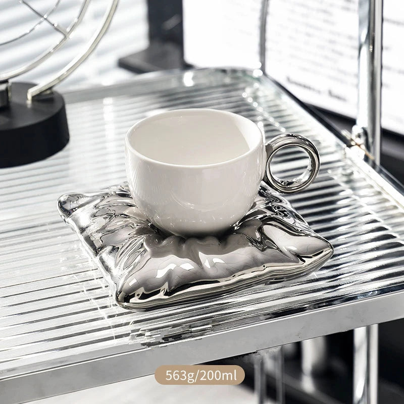BowLift | Sunflower Pearl Glaze Coffee Mug with Saucer