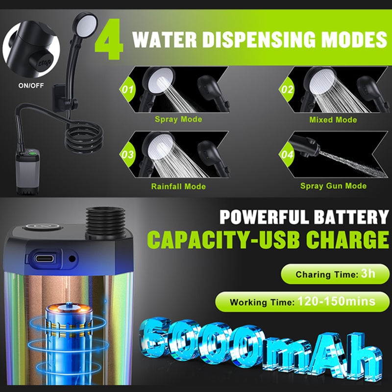 BowLift | Portable Rechargeable Outdoor Camping Shower Pump