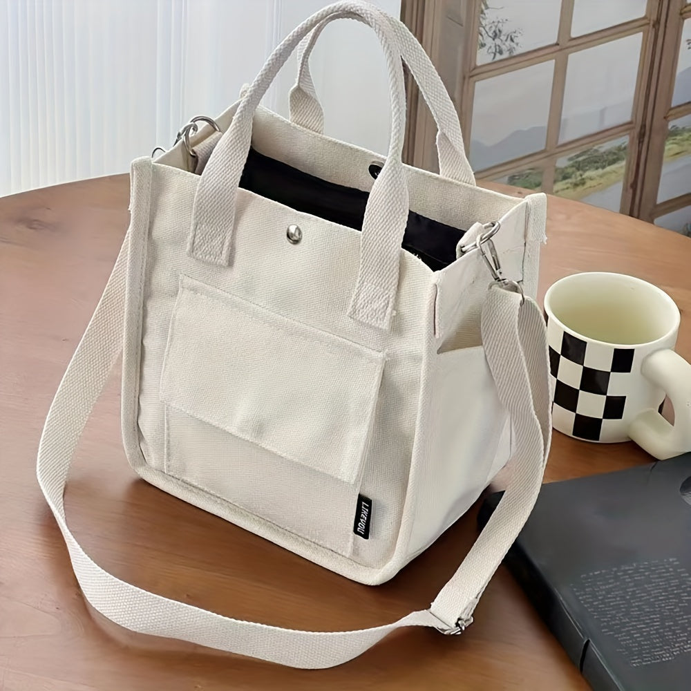 BowLift | UrbanEase Canvas Slingbag – White Shoulder Bag with Magnetic Closure and Adjustable Strap