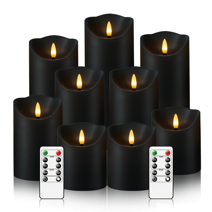 BowLift | GlowLuxe Flameless LED Candles Set (9-piece) – With Remote Control and Glitter Finish