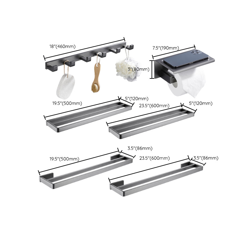 BowLift | Gray 5-piece modern bathroom accessory set made of stainless steel