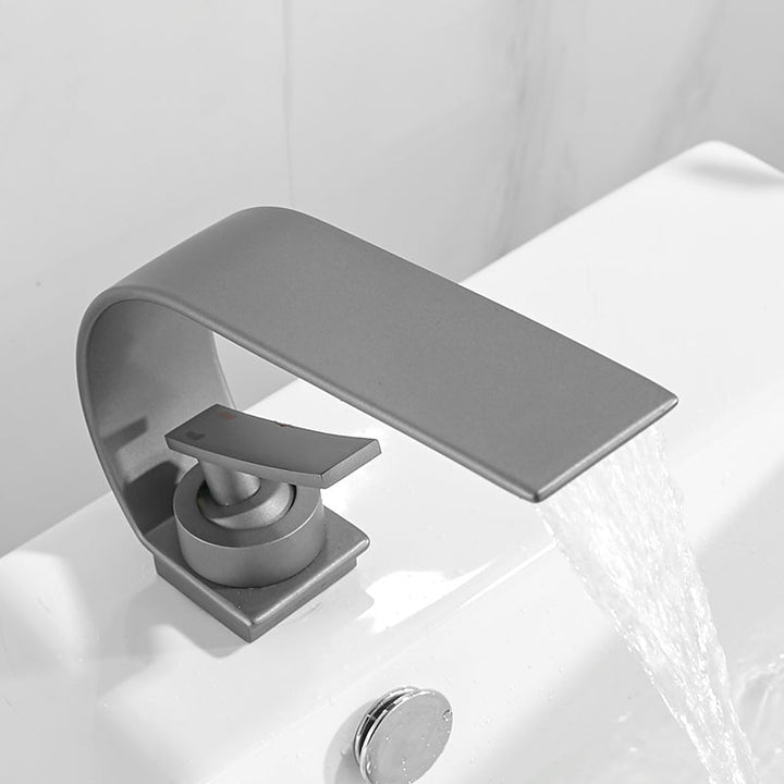 BowLift | Bathroom faucet brass waterfall spout lever handle basin faucet