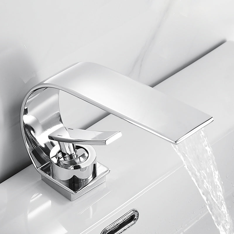 BowLift | Bathroom faucet brass waterfall spout lever handle basin faucet