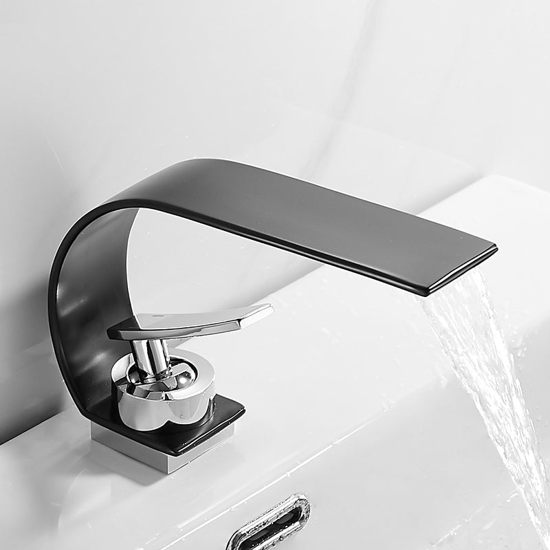 BowLift | Bathroom faucet brass waterfall spout lever handle basin faucet