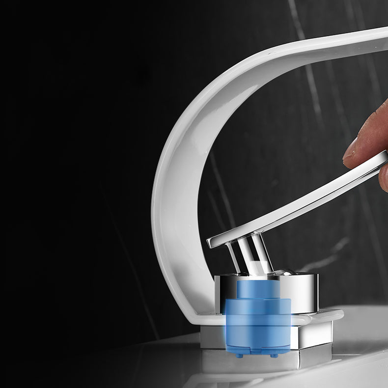 BowLift | Bathroom faucet brass waterfall spout lever handle basin faucet