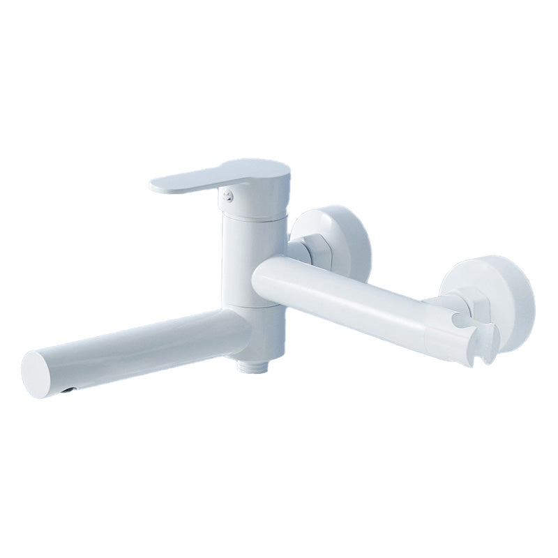 BowLift | Metal Modern Bathroom Faucet White Single Handle Bathtub Fill Valve Trim