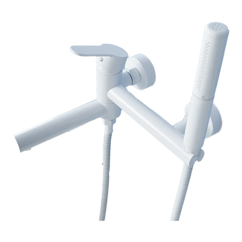 BowLift | Metal Modern Bathroom Faucet White Single Handle Bathtub Fill Valve Trim