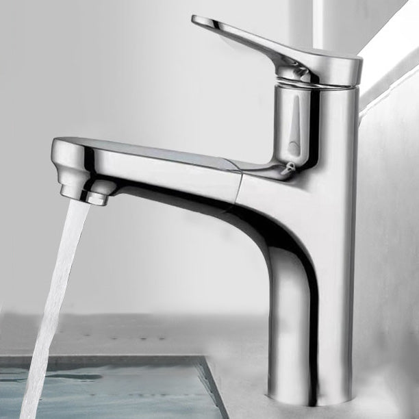 BowLift | Contemporary Bath Faucet Brass Lever Handle Pull-Out Sink Faucet