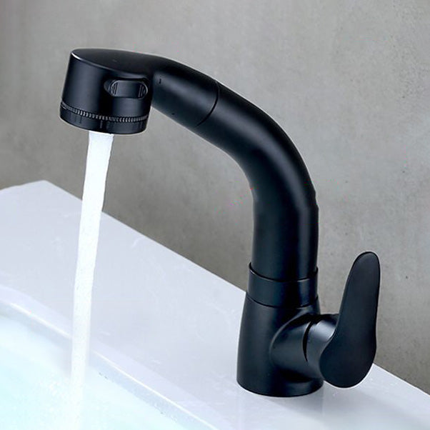 BowLift | Contemporary Bath Faucet Brass Lever Handle Pull-Out Sink Faucet