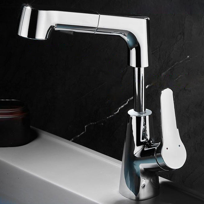 BowLift | Contemporary Bath Faucet Brass Lever Handle Pull-Out Sink Faucet