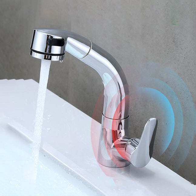 BowLift | Contemporary Bath Faucet Brass Lever Handle Pull-Out Sink Faucet