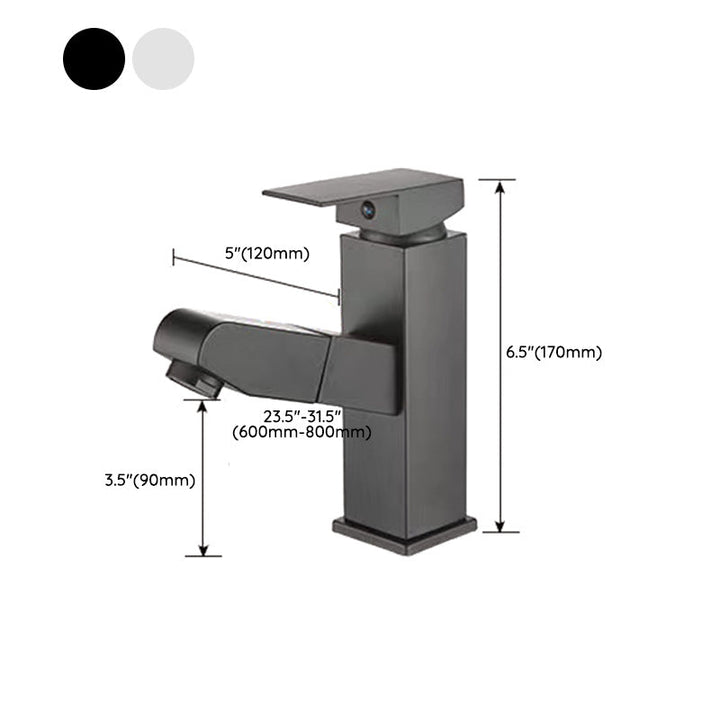 BowLift | Contemporary Bath Faucet Brass Lever Handle Pull-Out Sink Faucet