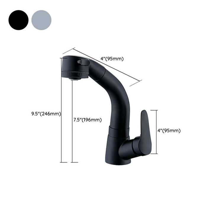 BowLift | Contemporary Bath Faucet Brass Lever Handle Pull-Out Sink Faucet