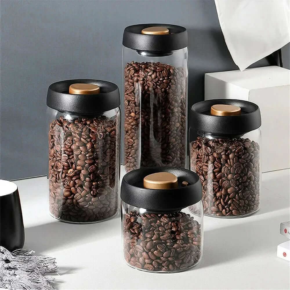 BowLift | Glass Coffee Bean Container – Airtight Aroma Preservation Jar