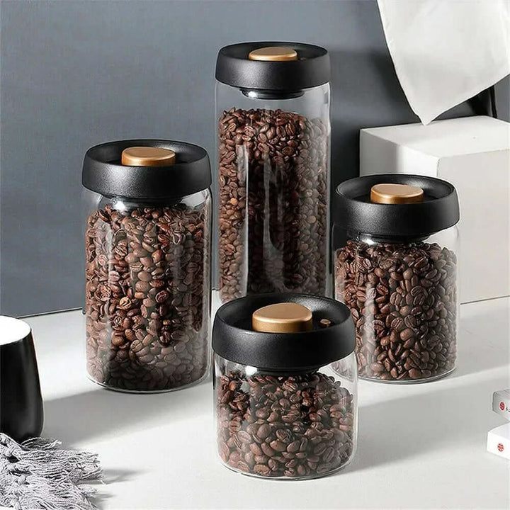 BowLift | Glass Coffee Bean Container – Airtight Aroma Preservation Jar